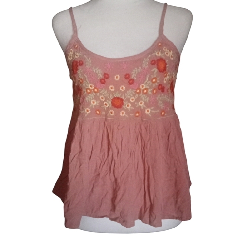 Sim & Sam Floral Dusty Pink Baby Doll Style Tank Crop Top Size XS